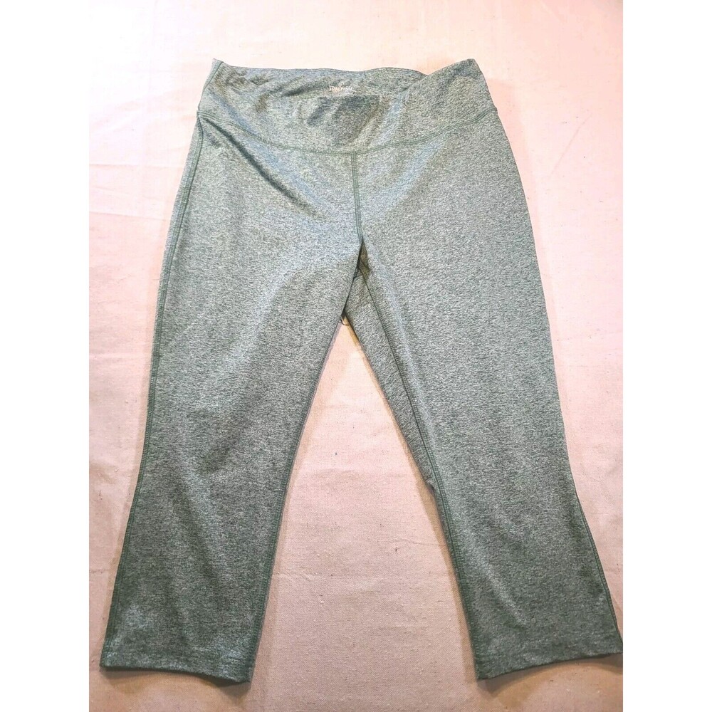Spalding Women's Green Crop Legging Workout Pants size Large mid-rise